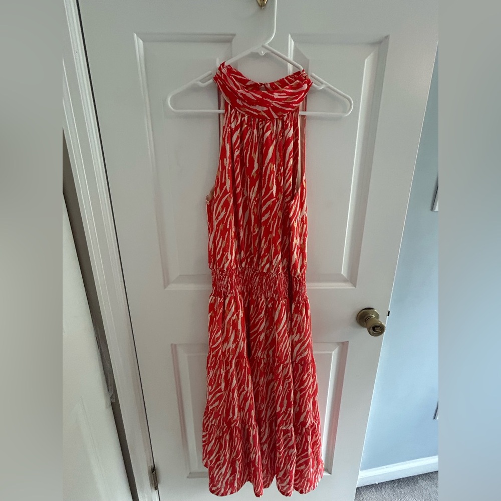 Jade Orange and Gold zebra print dress